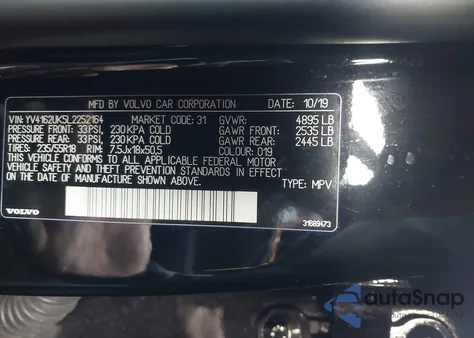 2020 Volvo Xc40 T5 Momentum from USA, damaged, VIN YV4162UK5L2252164